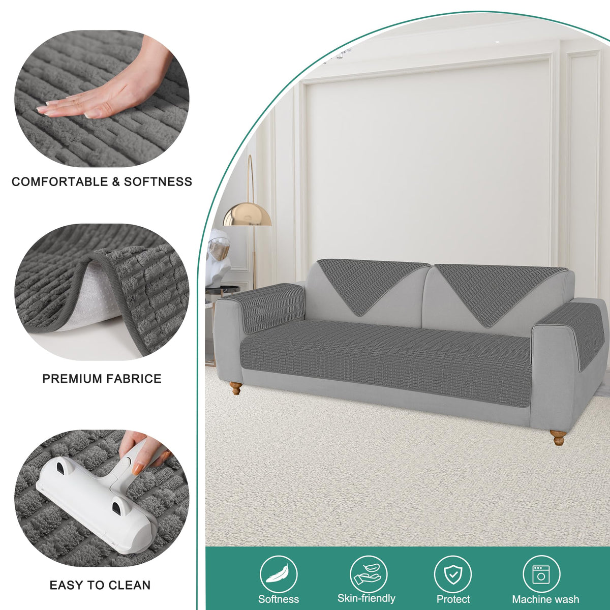 Foxdecor Dog Bed Cover Pet Couch Covers For Sofa, Anti-Slip Dog Mat Pet Pad Blanket For Sofa Chair Recliner Bed Furniture Protec