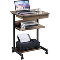 Topeakmart Rolling Computer Desk for Small Spaces, Laptop Computer Desk with Wheels, Mobile Standing Desk Compact Student Bedsid
