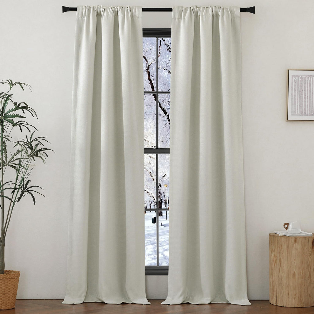 Nicetown Faux Linen Curtains 90 Inches Long For Doorway, Pinch Pleated Thick Room Darkening Window Treatments Noise Reducing Pri