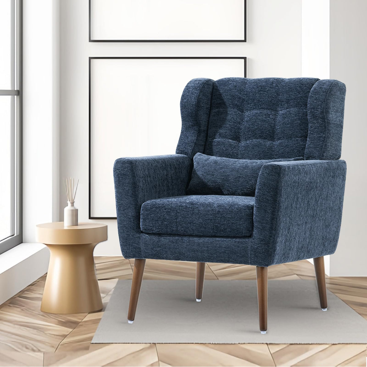 Cinkehome Accent Arm Chairs For Living Room, Chenille Upholstered Mordern Armchair, Comfy Soft Padded Lounge Chair In Small Spac