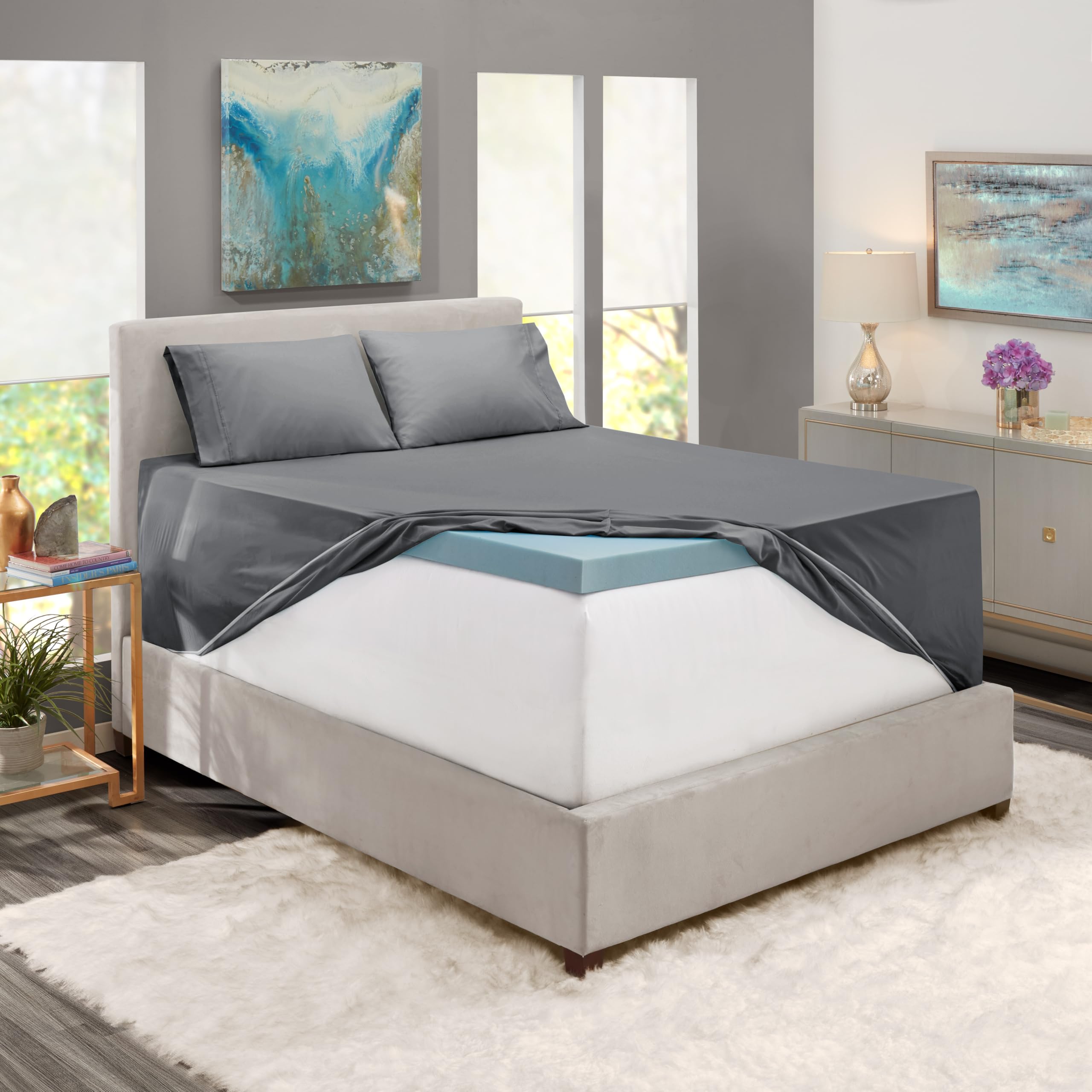 Nestl Extra Deep Pocket Sheets - Fits Mattress 18-24 Inches Deep, Extra Deep Pocket Twin Sheets Sets, 3 Piece Twin Size Sheets, Twin Sheets Deep Pocket, Grey Sheets