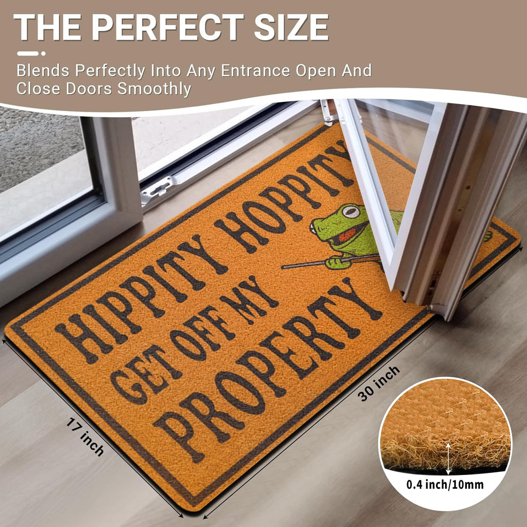 Faptoena Doormat Frog Coir Polyester 30x17 inch Hippity Hoppity Get of My Property