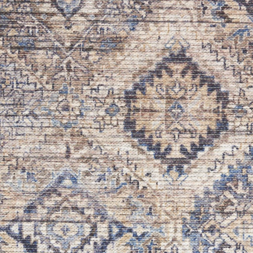 HomeRoots 533121 9 x 12 ft. Ivory & Tan Floral Power Loom Distressed Washable Rectangle Area Rug