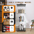 Beauty4U One-Door Glass Display Cabinet, Black Curio Cabinets For Living Room, Bedroom, Office, Collection Display, Quick Installation In 30 Mins, 3 Shelves Black Floor Standing Glass Bookshelf