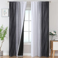 Estelar Textiler Black And White Blackout Curtains 84 Inches Long,Light Blocking Two Tone Gradient Drapes With Wave Line Pattern