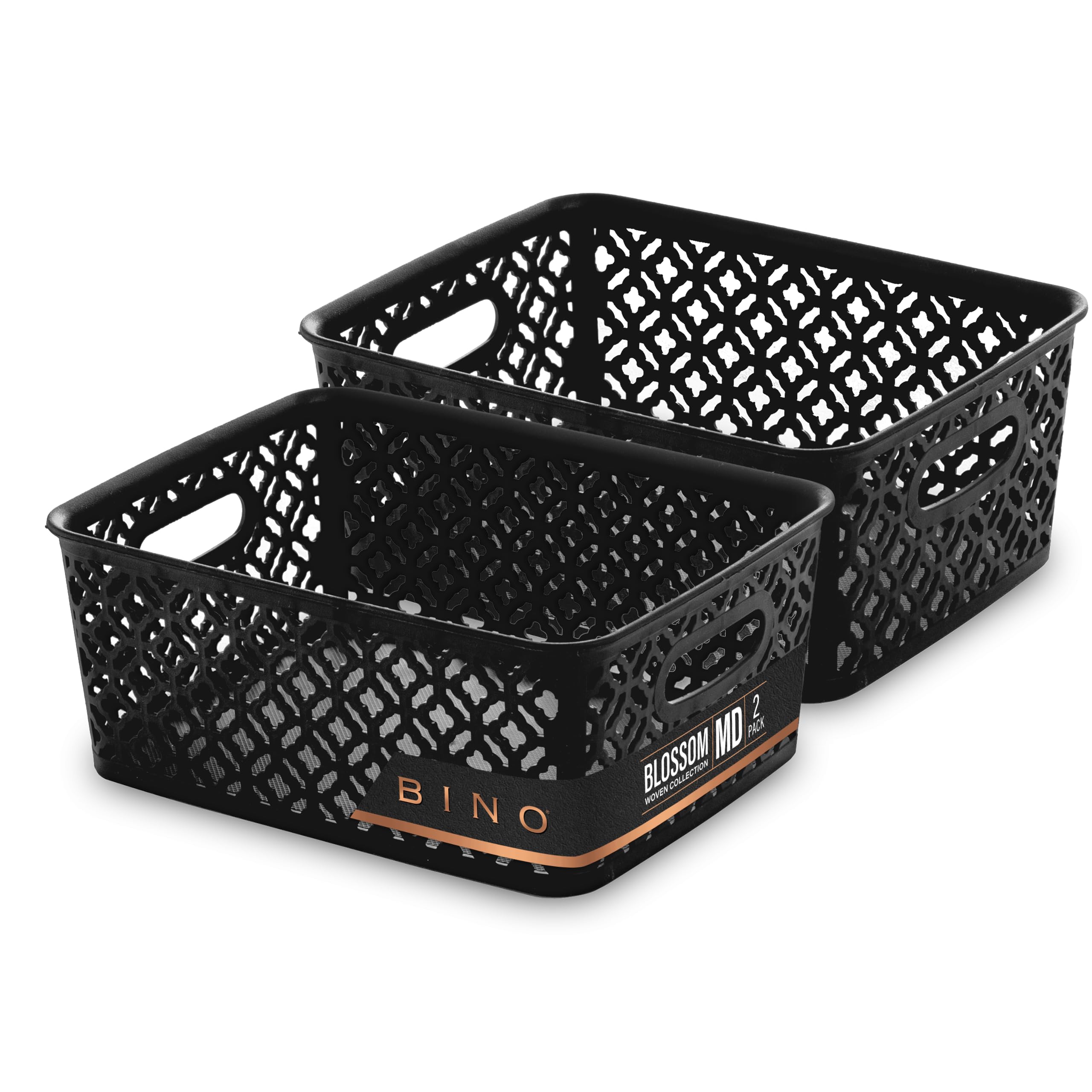 BINO l Plastic Storage Baskets, Medium - White | THE BLOSSOM COLLECTION l Multi-Use Organizer Bin l Built-in Handles l Plastic W