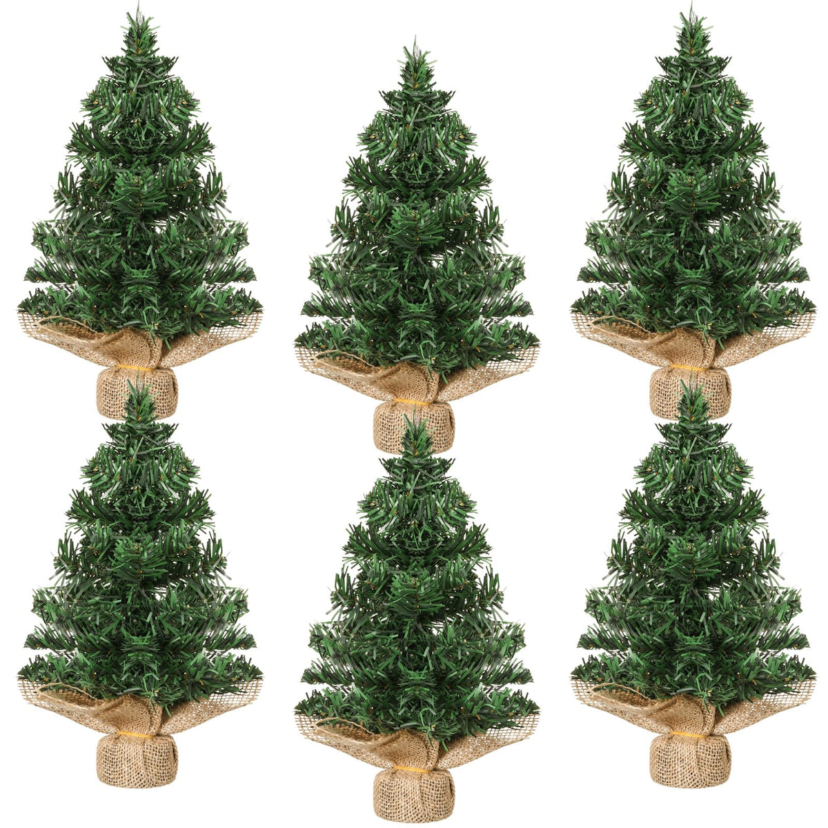 Tabletop Mini Christmas Tree Artificial Mini Xmas Pine Tree Miniature Pine Christmas Tree with Linen Base for Christmas Decorati