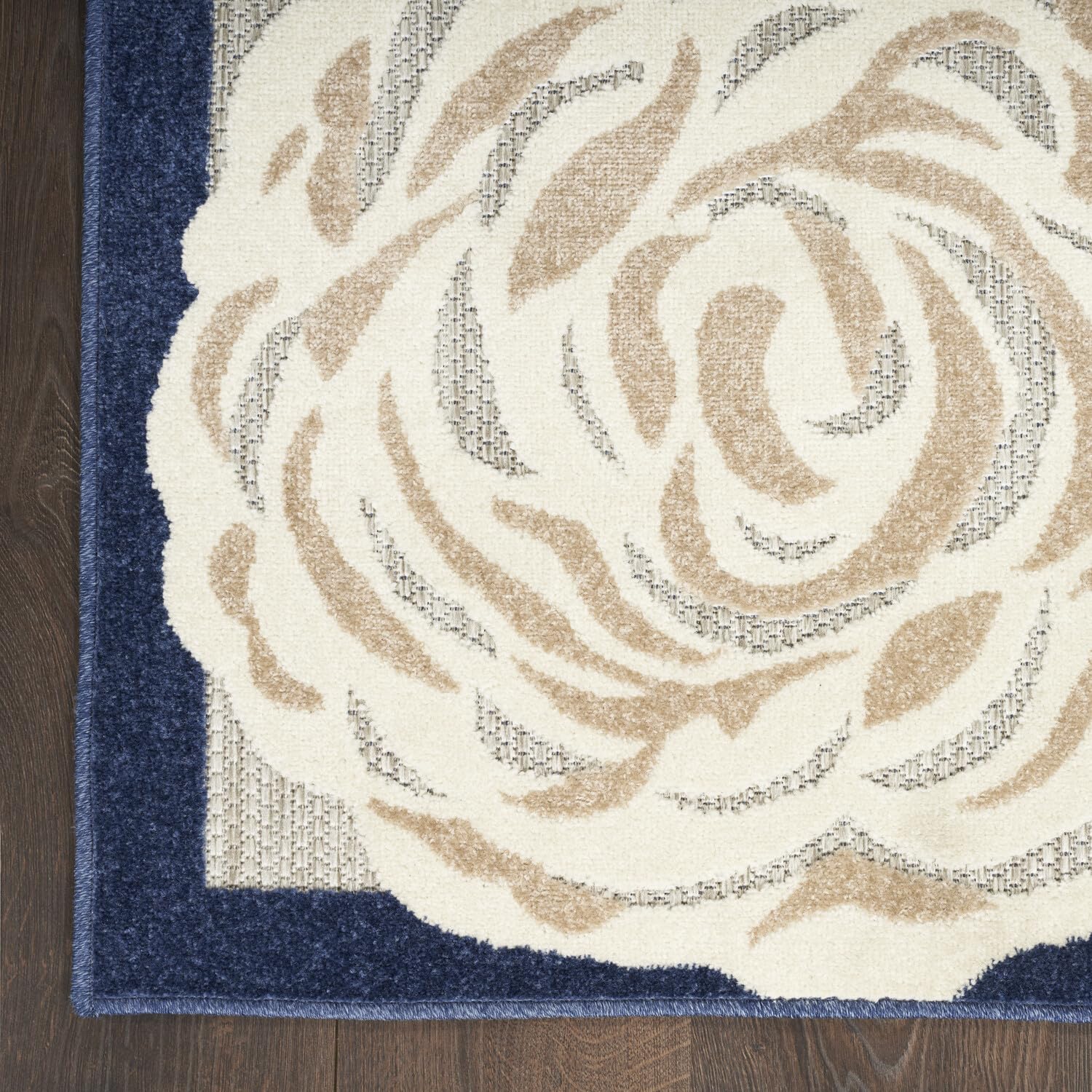 Nourison Aloha Indoor-Outdoor Blue Grey 2'8' X 4' Area Rug, Easy Cleaning, Non Shedding, Bed Room, Living Room, Dining Room, Ba