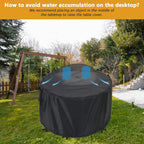 Kingling Round Patio Furniture Covers, Waterproof Outdoor Table Cover For 90''D X43''H, Heavy Duty Patio Cover For Round Table & Chair Sets, Outdoor Furniture Covers (Black)
