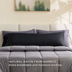 Bedsure Body Pillow Cover - Black Long Cooling Pillow Cases, 100% Rayon Derived From Bamboo, Soft & Breathable Body Pillowcase With Envelope Closure, Gifts For Women Or Men, 1 Pack, 20X54 Inches