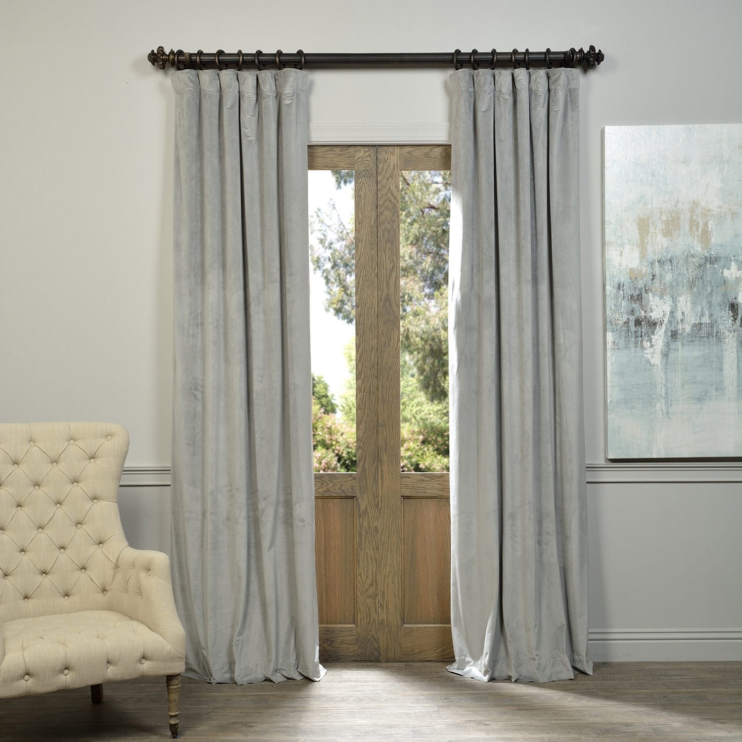 Hpd Half Price Drapes Signature Velvet Thermal Blackout Curtains For Living Room 108 Inch Long (1 Panel) Rod Pocket Insulated Blackout Curtains For Bedroom Window Curtains, 50W X 108L, Silver Grey