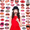 Party Photo Booth Props, Funny Mouth Lips Photo Booth Prop, Funny Mouth DIY Set with Wood Stick Selfie Props Accessories for Bir