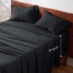 Bedsure Deep Pocket Queen Sheets Set - Fits Mattresses Up To 21' Thick, 4 Piece Air Mattress Sheets With Deep Pocket, Moisture Wicking Soft Cooling Bedding Sheets & Pillowcases, Black