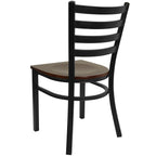Flash Furniture HERCULES Series Black Ladder Back Metal Restaurant Chair - Mahogany Wood Seat