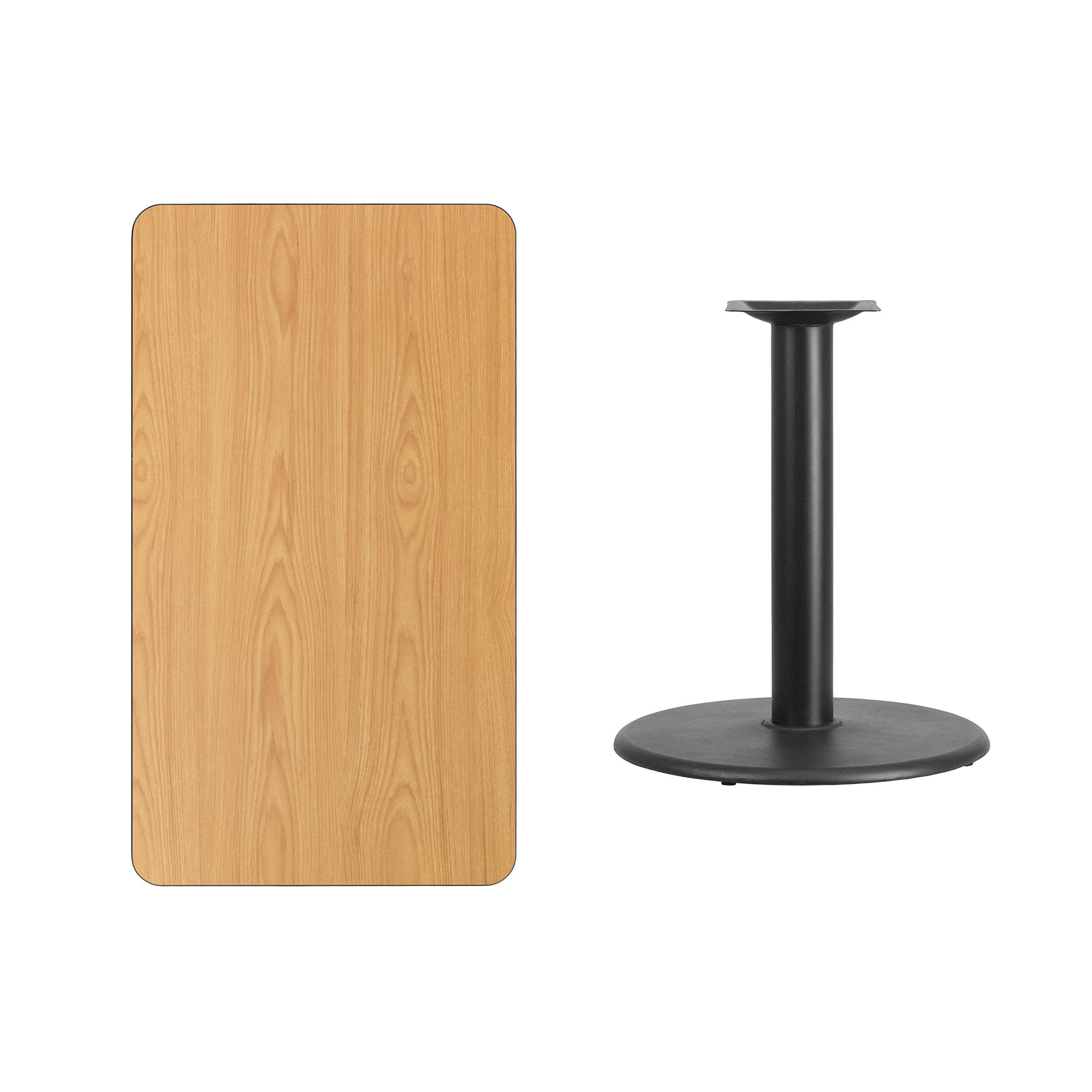 Flash Furniture 24'' x 42'' Rectangular Natural Laminate Table Top with 24'' Round Table Height Base