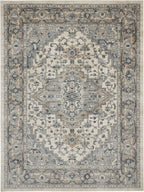HomeRoots 521922 7 x 10 ft. Ivory Floral Power Loom Rectangle Area Rug