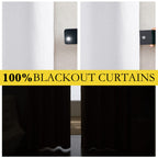 Nicetown 100% Absolutely Blackout Linen Curtains With Thermal Insulated White Liner, White, 42 Inches Wide, 84 Inches Length Energy Saving Curtains For Living Room 2 Panels Set, Vertical Blinds