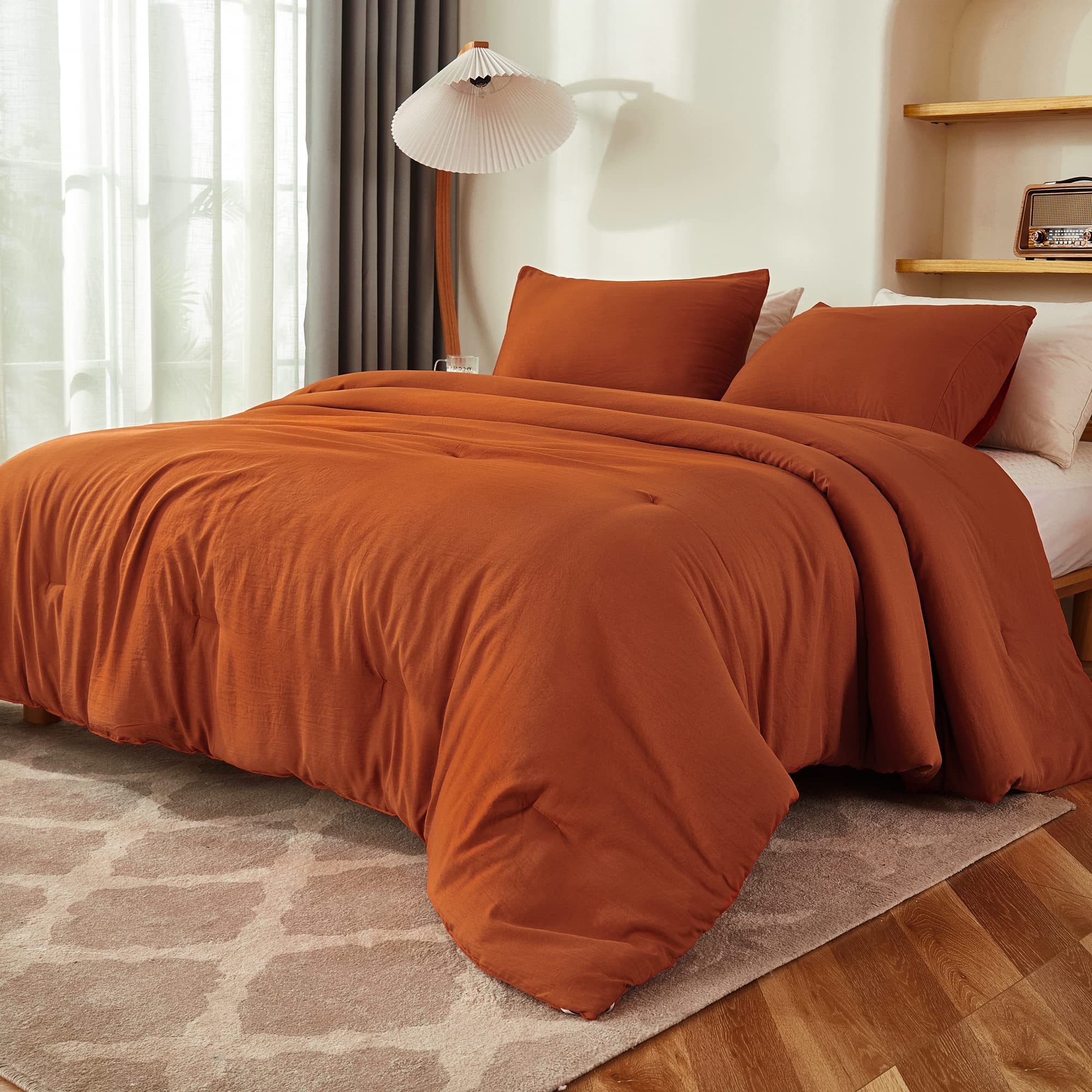 Litanika Dark Olive Green Comforter Set Queen, 3 Pieces Solid Bedding Comforter Set, All Season Fluffy Bed Set (90X90In Comforte