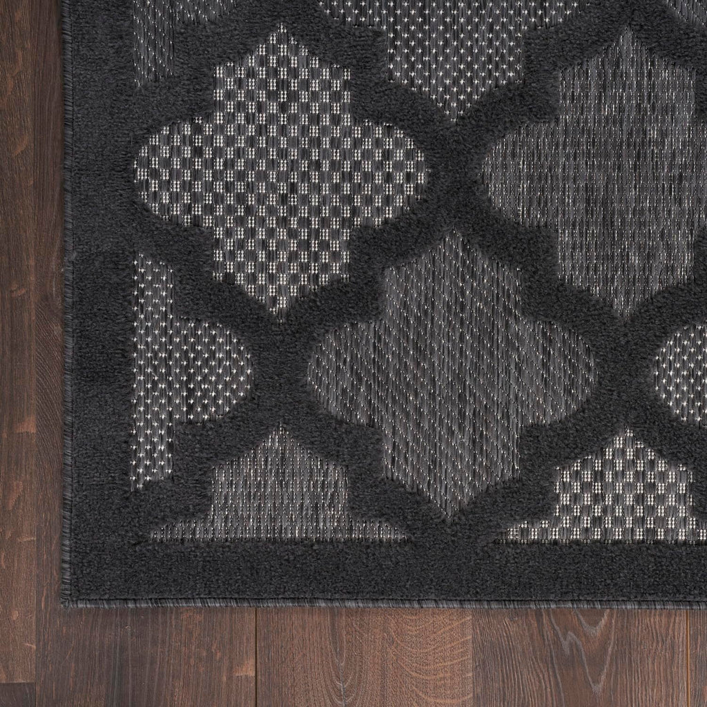 Nourison Easy Care Moroccan Charcoal/Black 6' X 9' Area Rug, Trellis, Easy Cleaning, Non Shedding, Bed Room, Living Room, Dining Room, Backyard, Deck, Patio (6X9)