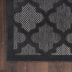 Nourison Easy Care Moroccan Charcoal/Black 6' X 9' Area Rug, Trellis, Easy Cleaning, Non Shedding, Bed Room, Living Room, Dining Room, Backyard, Deck, Patio (6X9)