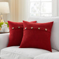 Meekio Set Of 2 Christmas Pillow Covers 20 X 20 For Christmas Decorations Farmhouse Pillow Covers With Coconut Buttons