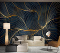 Eierme-Golden Abstract line Pattern Waves Mural Wallpaper Peel and Stick 137 x 102
