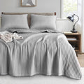 Kasentex Gull Grey Twin Size Quilt Bedding Set With Pillow-Shams, Lightweight Soft Bedspread, Durable Quilted Blanket Thin Comfo