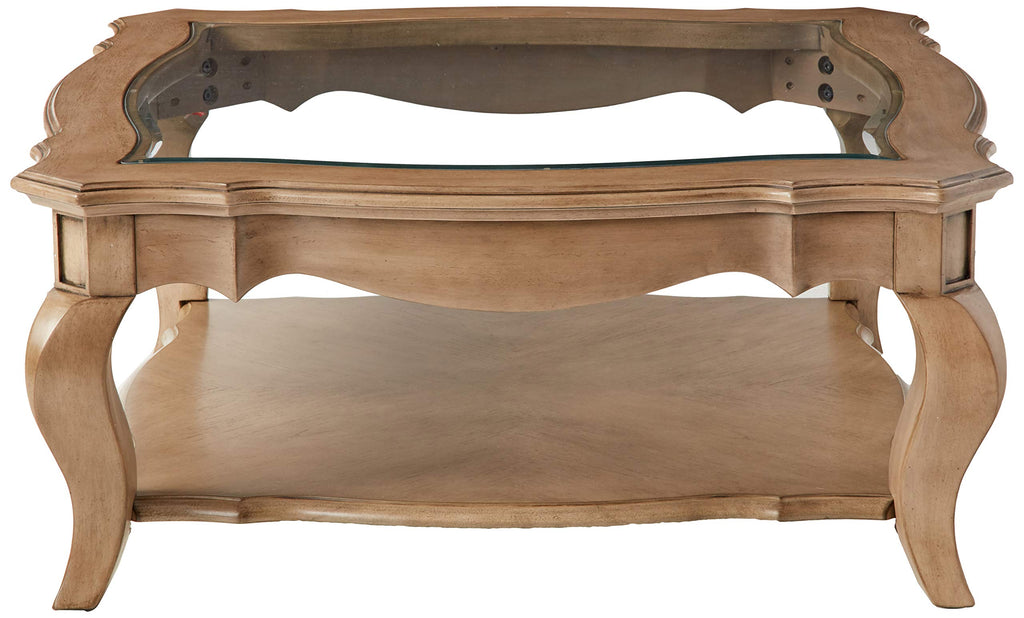 ACME Chelmsford Coffee Table - - Antique Taupe & Clear Glass