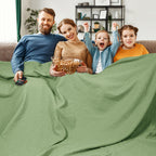 Phf 100% Cotton Waffle Weave Blanket Oversized King Size 120'X 120'-Lightweight Washed Soft Breathable Oversize Huge Blanket-Extra Large Big Blanket For Couch Bed Sofa-Aesthetic Home Decor-Loden Green