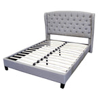 Best Master Furniture Yvette Upholstered Tufted With Wingback Platform Bed Queen, Grey