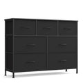 SONGMICS Dresser for Bedroom, Chest of Drawers, TV Stand, Steel, MDF, 7 Non-Woven Fabric Drawers, Storage Organizer Unit, Closet