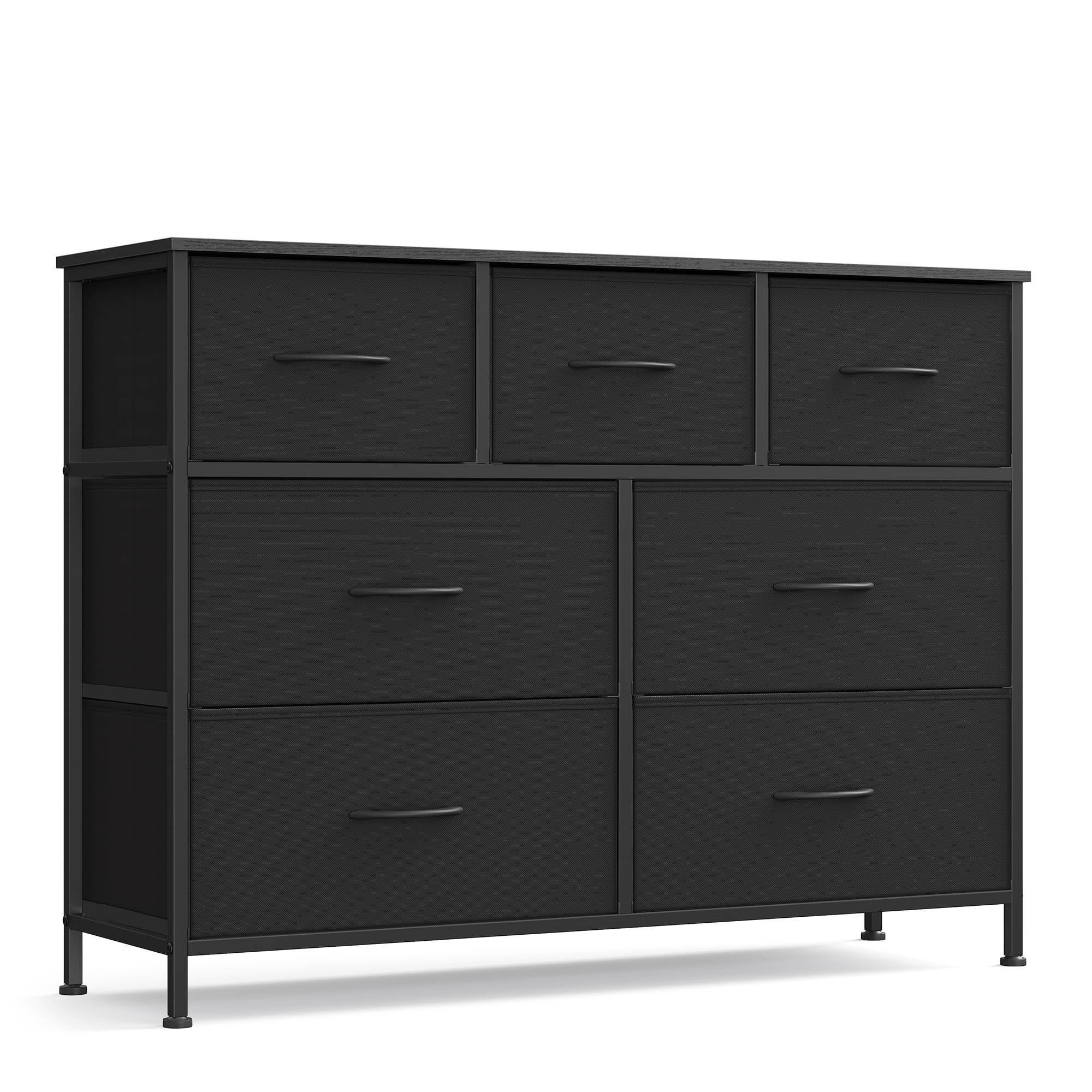 SONGMICS Dresser for Bedroom, Chest of Drawers, TV Stand, Steel, MDF, 7 Non-Woven Fabric Drawers, Storage Organizer Unit, Closet