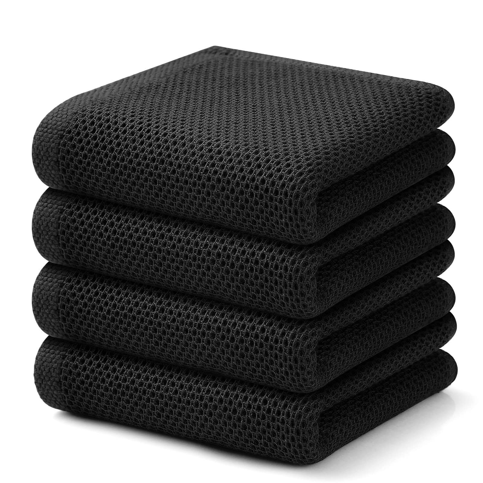 Kitinjoy 100% Cotton Waffle Weave Kitchen Towels, 4-Pack Super Soft and Absorbent Kitchen Dish Towels for Drying Dishes, Kitchen