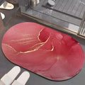 UMAI AntiSkid Oval Bath Mat, Water Absorbent & Quick Drying, Soft Polyester, Machine Washable, Red Print, 40x60cm