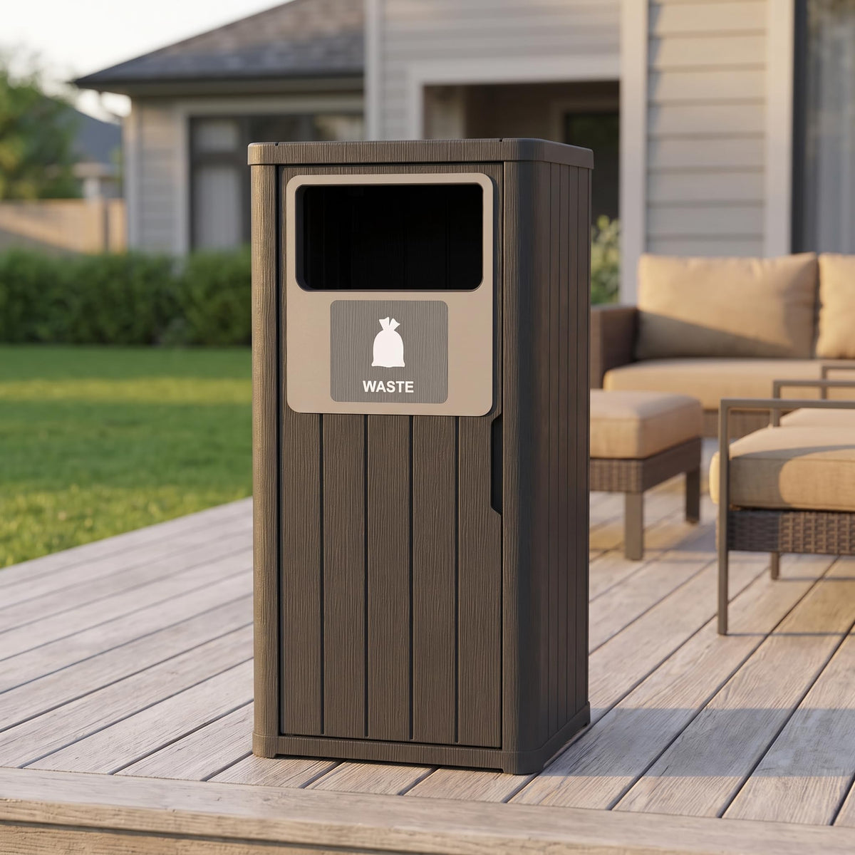 Comeway 21 Gallon Outdoor Trash Can Waterproof Resin Garbage Bin, Black
