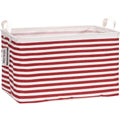 Sea Team Collapsible Canvas Fabric Storage Basket with Handles, Rectangle Waterproof Storage Bin, Box, Cube, Foldable Shelf Bask