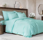 Duvet Cover Queen Size Set - Extra Soft Queen Size Duvet Cover 90 X 90 With 2 Pillow Shams - Hotel Luxury Easy Care And Fade Free W/ Zipper Closures & Ties - Comfy Breathable Bedding Set (Spa Blue)