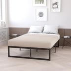 Flash Furniture Lana 14 Inch Metal Platform Bed Frame - No Box Spring Needed with Steel Slat Support and Quick Lock Functionality (Full)