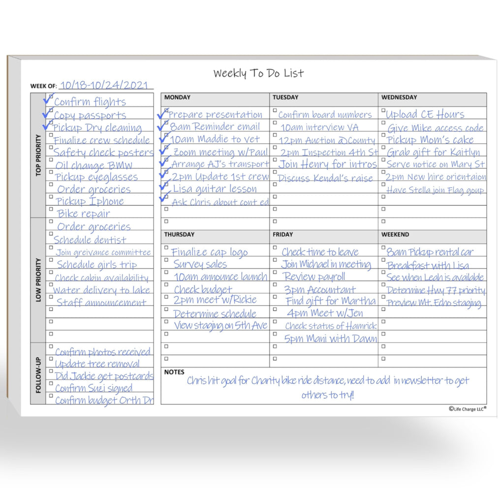 Weekly To Do List Notepad, 60 Page Task Planning Pad W/Daily Checklist, Priority Todo Checkbox & Notes. Desk Notebook To Organiz