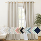 Nicetown 100% Blackout Natural Linen Curtains 95 Inches Length For Dining Room, 2 Panels Set, 52' Wide, Farmhouse Style Room Warming Window Draperies With Thermal Insulated Liners For Winter