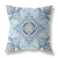 HomeRoots 20â€ Light Blue Boho Flower Zippered Suede Throw Pillow