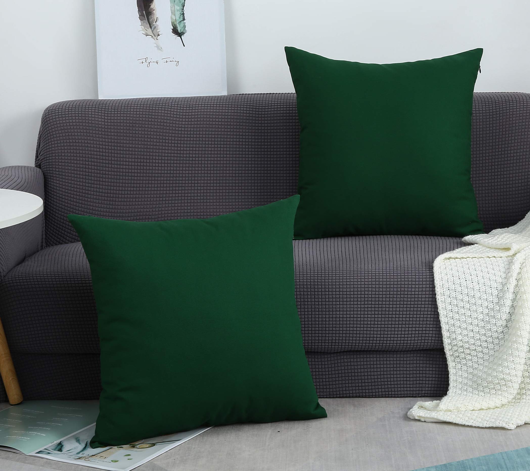 Tangdepot Cotton Solid Throw Pillow Covers, 22' X 22' , Deep Green, 1 Count (Pack Of 1)