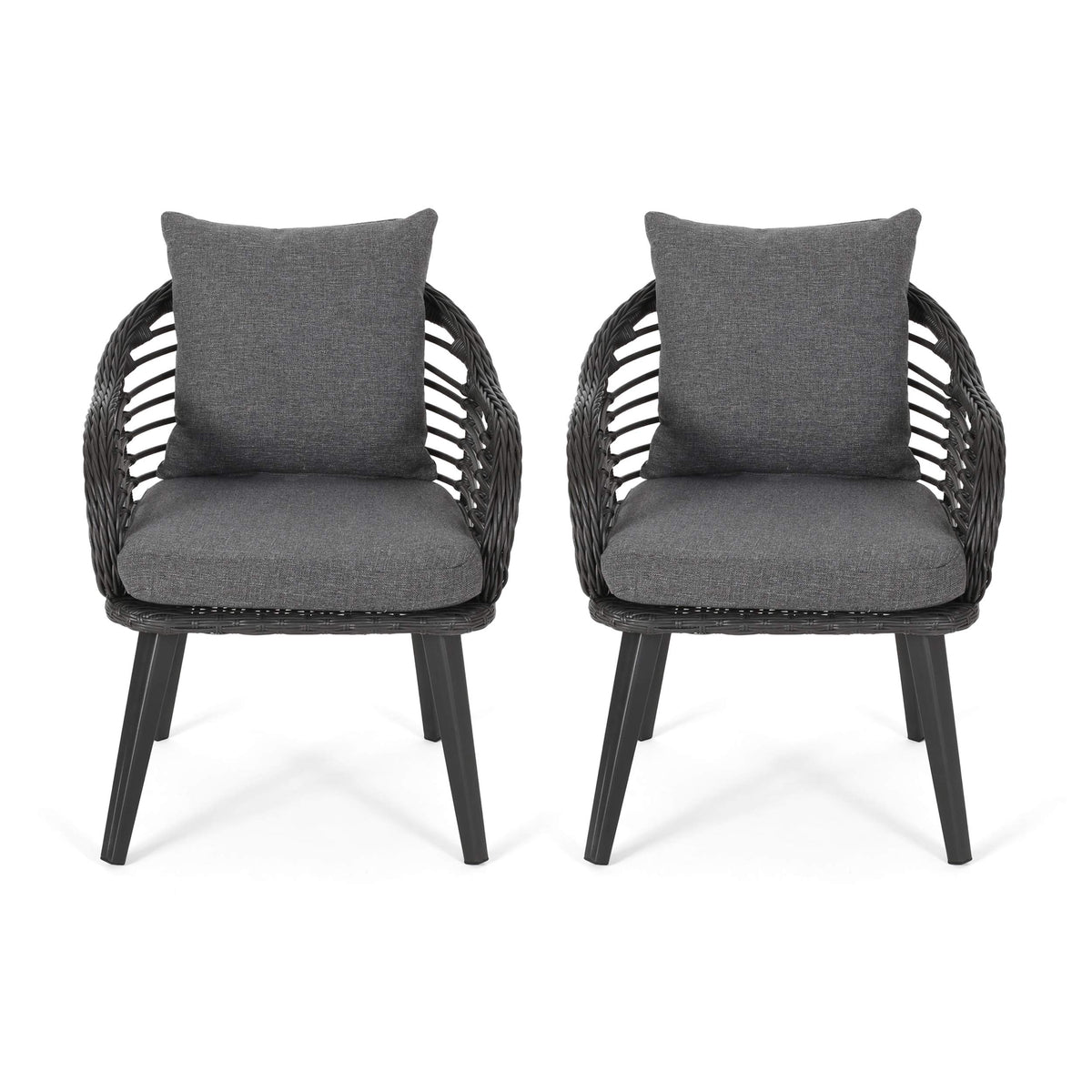 Christopher Knight Home 310008 Patio Dining Chairs, Gray + Black + Dark Gray