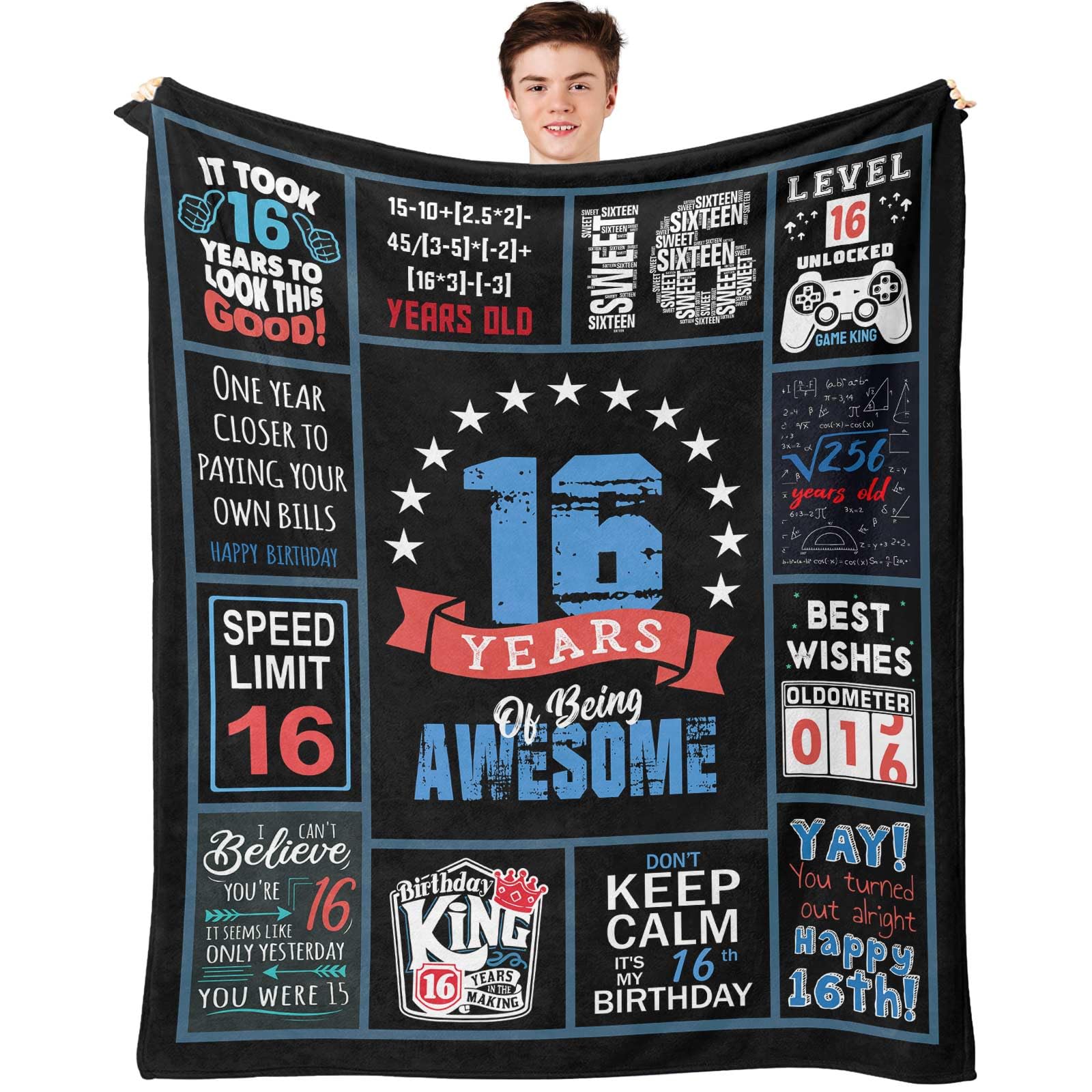 16Th Birthday Gifts For Boy, Birthday Gifts For 16 Year Old Boy, Boys 16 Birthday Throw Blanket 60 X 50 Inch, 16Th Birthday Pres