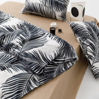 Karever Black Leaves Comforter Queen Black And White Palm Leaf Printed Comforter Sets Modern Boho Black Tropical Botanical Leave
