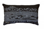 HomeRoots Grey 24' Black Homer Spit Nighttime Skyline Lumbar Decorative Pillow
