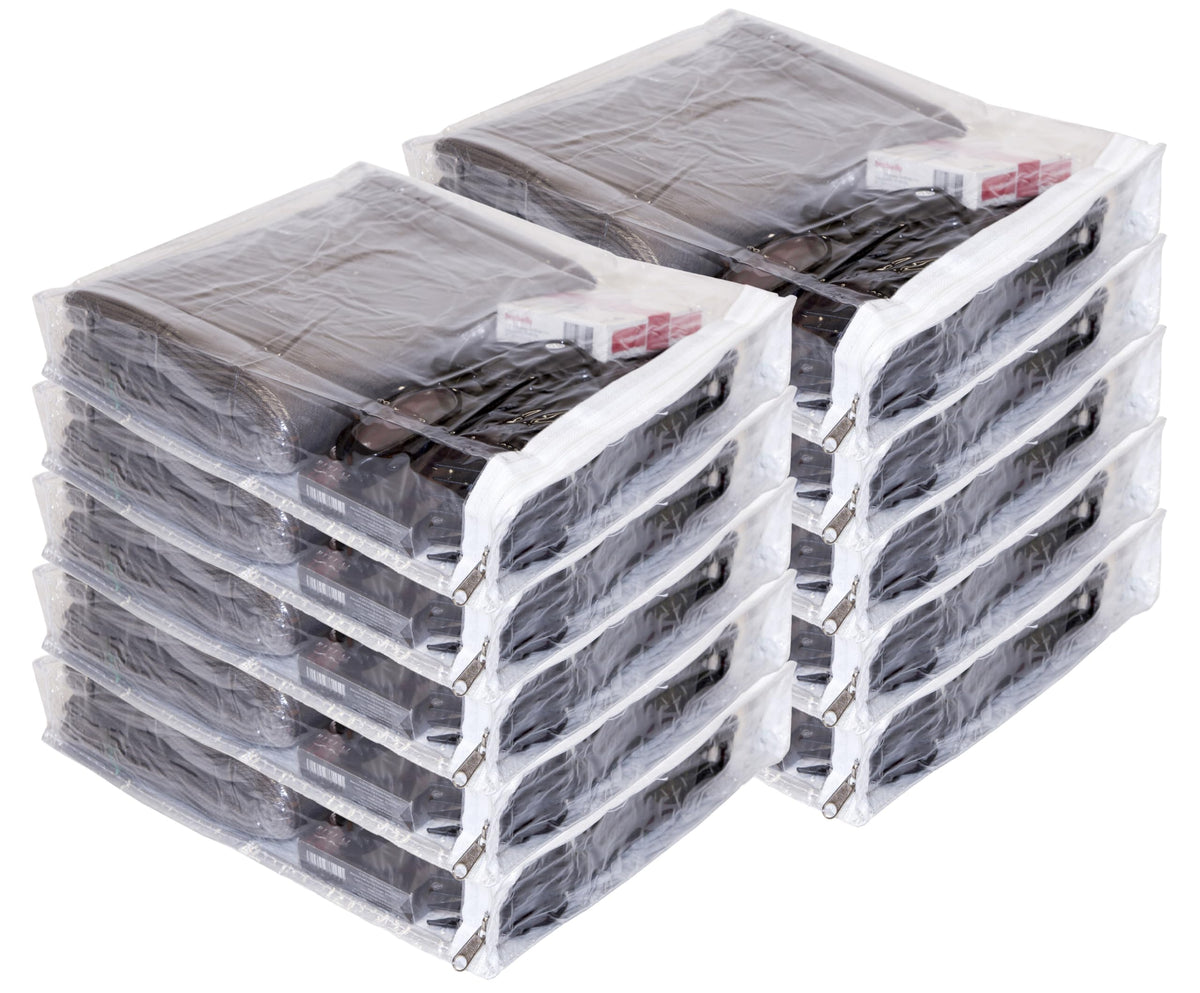 10Pack Clear Vinyl Zippered Storage Bags 9 x 11 x 2 Inch with Display Pocket