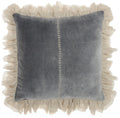 HomeRoots Grey Cotton Wide Tasseled Marble Steel Blue Throw Pillow