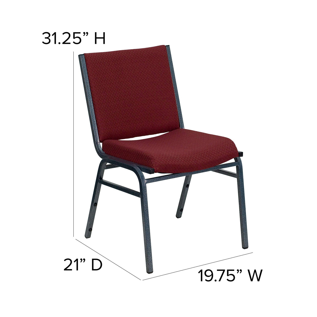 Flash Furniture HERCULES Series Heavy Duty Burgundy Patterned Fabric Stack Chair with Ganging Bracket