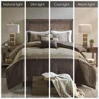 Madison Park Boone Cozy Comforter Set, Faux Suede, Deluxe Hotel Styling All Season Down Alternative Bedding Matching Shams, Decorative Pillow, Queen (90 In X 90 In), Rustic Brown 7 Piece